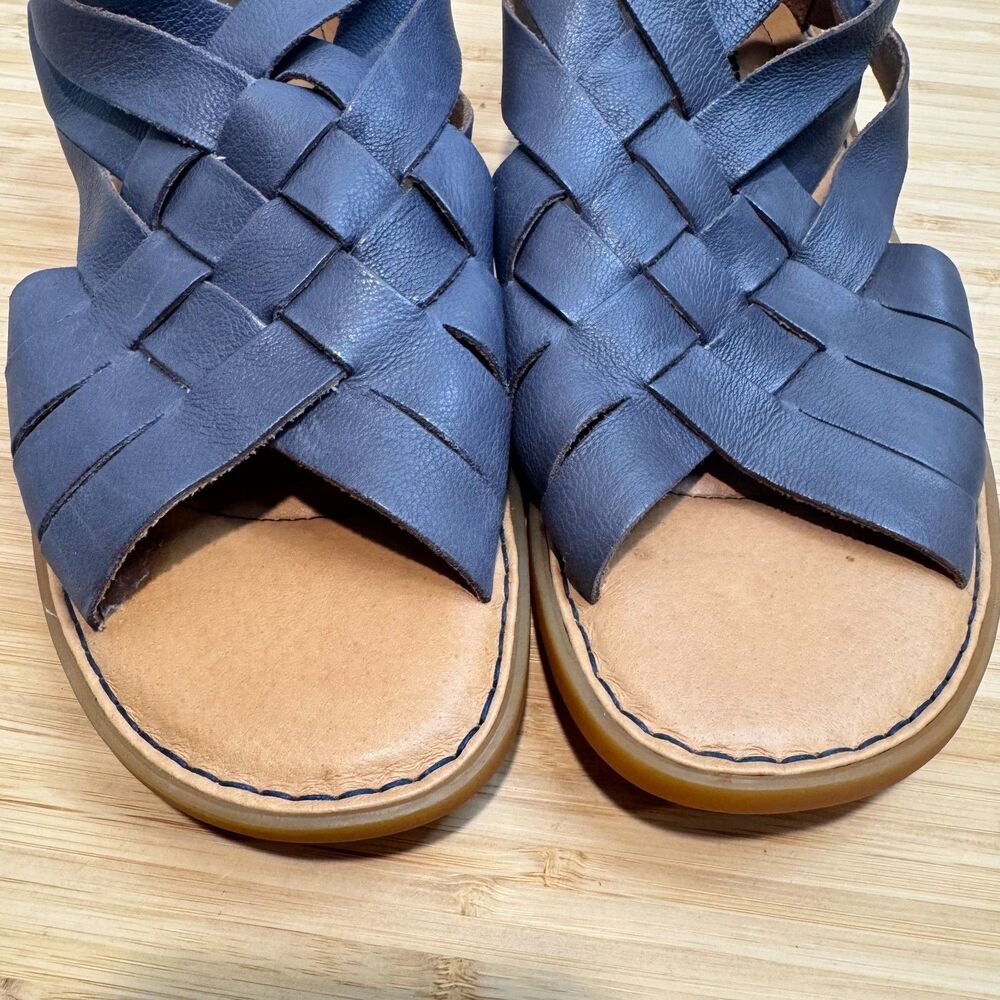 Born Iwa Woven Leather Gladiator Sandals Navy Blue Back Zip Comfort Women's 7M - Picture 6 of 14